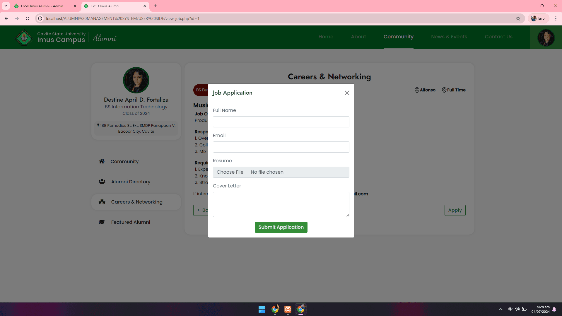 CvSU Imus Alumni Management System - image 19