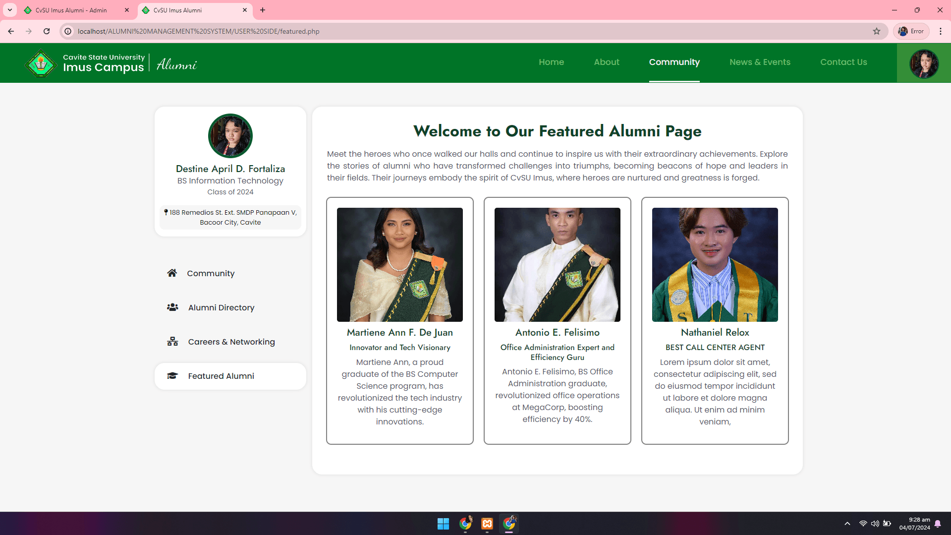 CvSU Imus Alumni Management System - image 20