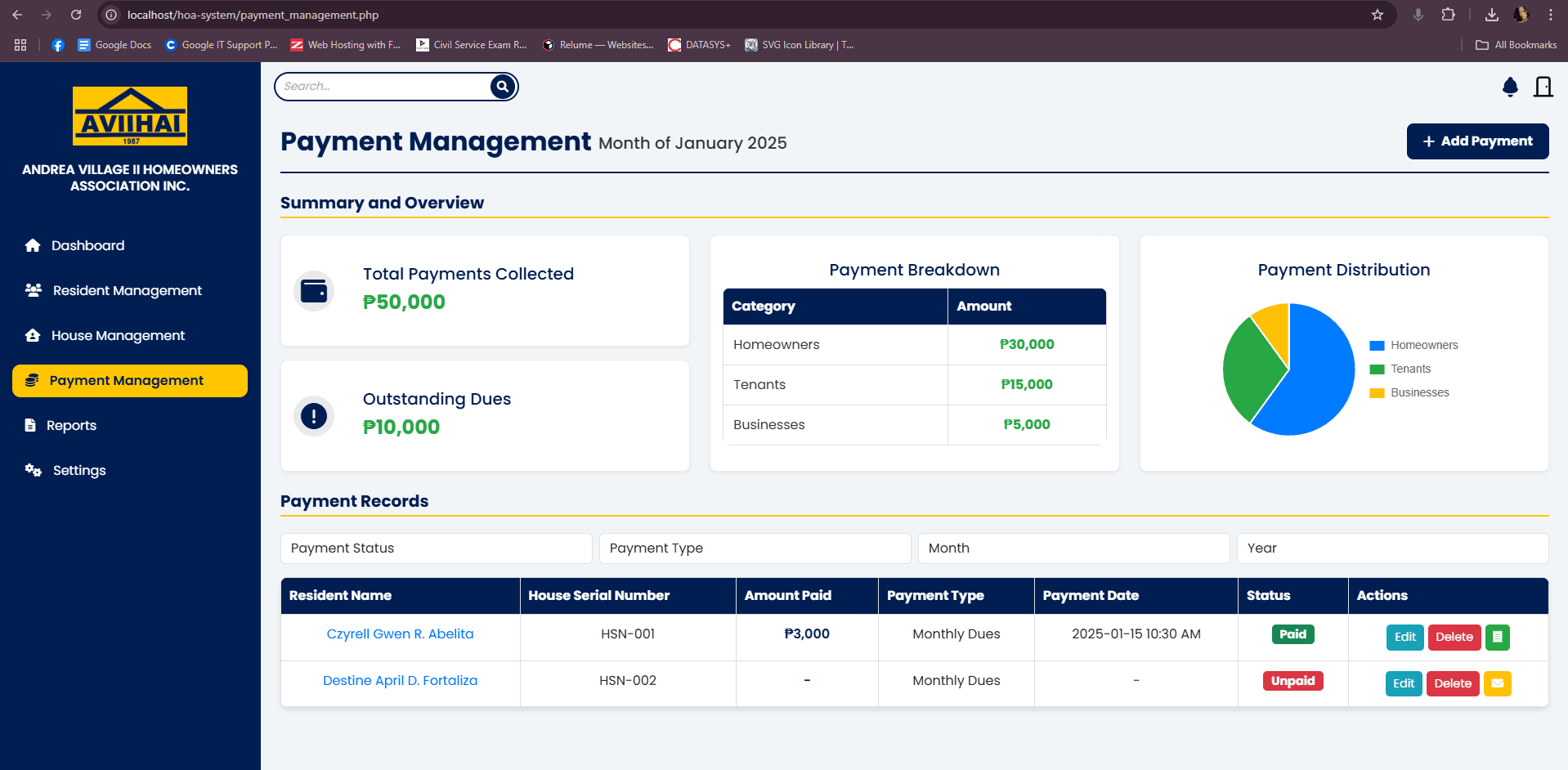 Andrea Village II HOA Management System - image 1
