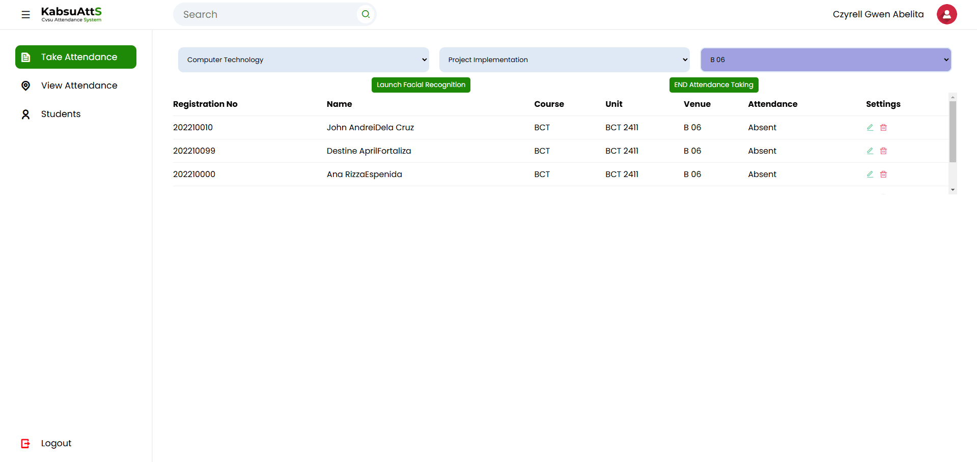 KabsuAtts – Face Recognition Attendance System - image 3